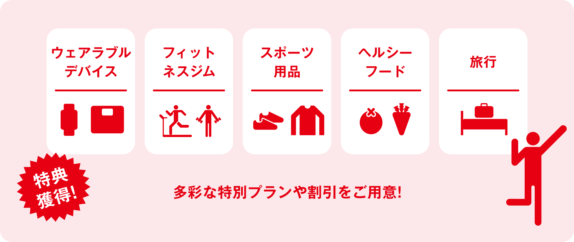 特典獲得で、やる気がUP！運動したくなる、続けたくなる！