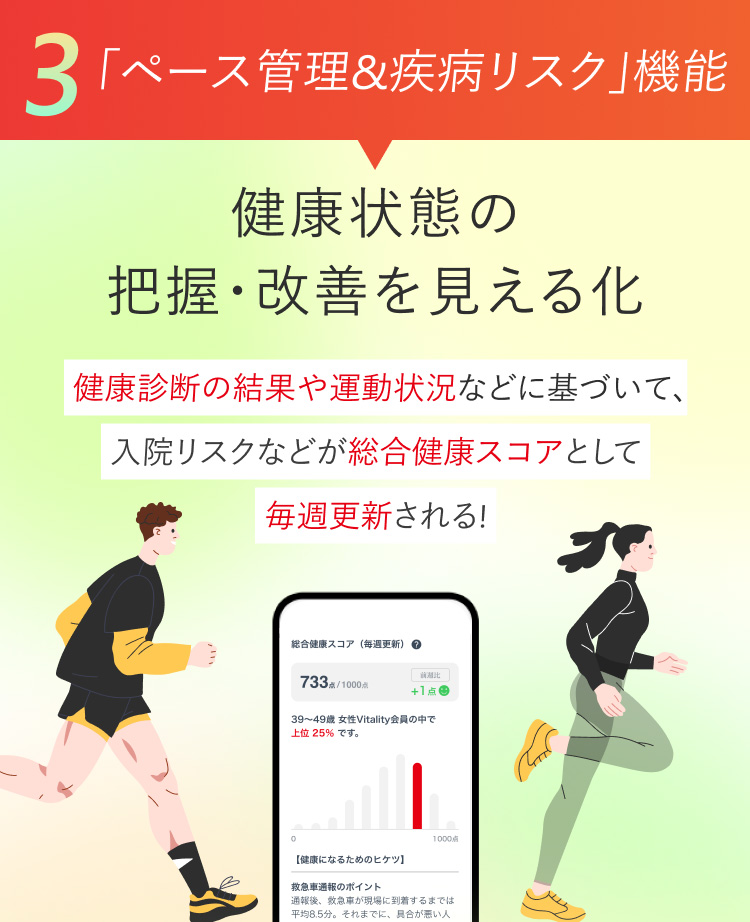3「ペース管理＆疾病リスク」機能