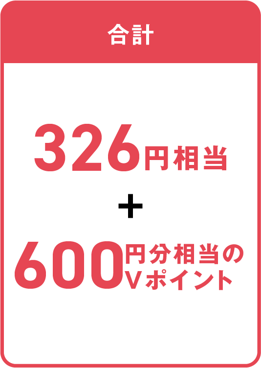 合計326円相当+600円分相当のVポイント